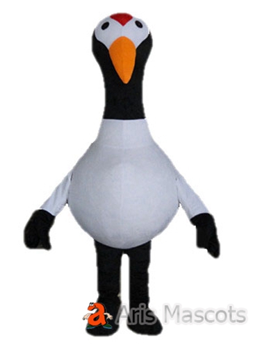 Full Body Mascot Swan Adult Suit-Black and White Swan Cosplay Dress